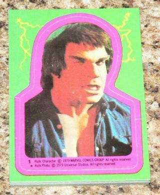 1979 Topps Incredible Hulk Tv Series.  Complete 22 Sticker Set.  No Cards