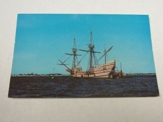 H95 Vintage Postcard Boat Ship Mayflower 2 Provincetown Harbor Cape Cod