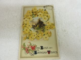 Vintage Birthday Booklet Postcard By Winsch Scenic With Flowers