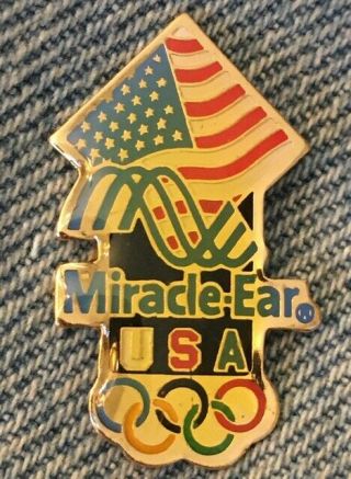 1996 Olympic Lapel Pin Olympic Summer Games Sponsor Miracle Ear Bausch & Lomb