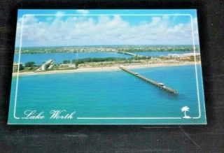 Postcard Vintage 4 X 6 Florida Lake Worth Aerial View