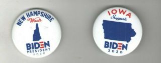 2020 Pin 2 Joe Biden Pinback Democratic Hampshire Primary Iowa Caucus