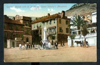 Gibraltar - 1900s Vintage Postcard,  Gunners Parade Queen Victoria 