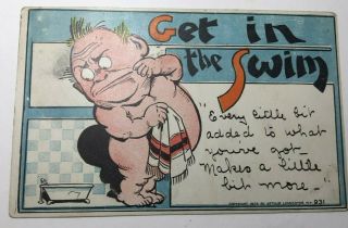 Vintage Bath Tub Postcard Tub 931,  " Get In The Swim " By Livingston Posted 1908