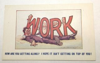Vintage Comic Postcard,  Artist Signed Tempest,  " Message Comic " Work,  Unposted