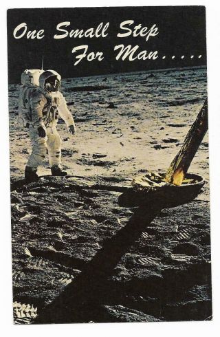 Vintage Florida Chrome Postcard Kennedy Space Center Apollo 11 Moon Landing Step
