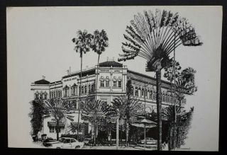 Vintage Postcard,  Raffles Hotel,  Singapore,  B.  A.  Kloezeman Sketch,  Ephemera