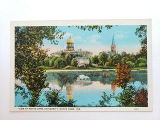 Postcard Lake View Of Notre Dame Near South Bend,  Ind Scenic View Vintage Pc