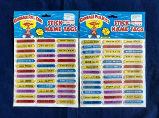 1986 Garbage Pail Kids Puffy Stick On Name Tags Set Of 2 - Vintage Imperial Toys