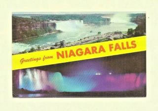 Vintage Color Post Card - Day And Night Views Of Niagara Falls.  (1950s Or 1960s)