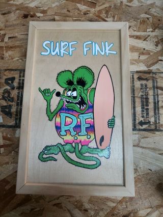 Rat Fink Surf Fink Custom - Hot Rod - Surfer - Rat Rod - Mooneyes Custom Art