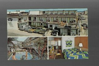 Vintage Postcard Color 3 Views Of Knolls Motel Wildwood By Sea Jersey 1980s