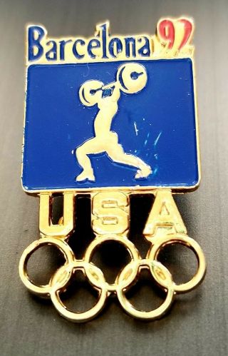 1992 Barcelona Olympic Team Usa - - Noc Weightlifting Pin