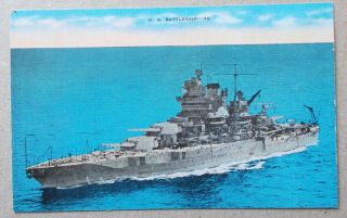 Vintage Linen Postcard - United States Navy - U.  S.  Battleship