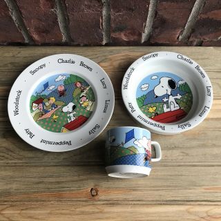 Set Of 3 Snoopy Peanuts By Johnson Brothers Another Determined Production