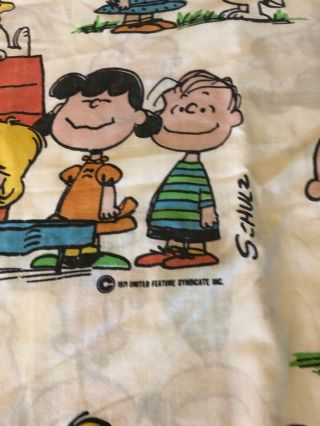 Vintage Snoopy Charlie Brown Peanuts Happiness Is Being Flat Bed Sheet 70s USA 2