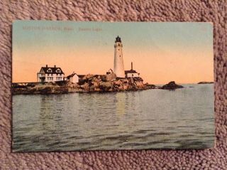 Vintage 1909 Postcard Of Boston Lighthouse In Boston Harbor,  Massachusetts