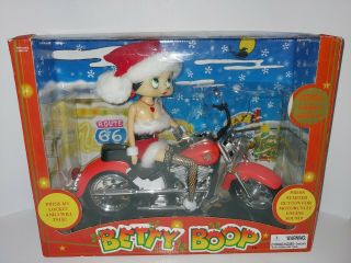 Christmas Dressed Talking Biker Betty Boop On A Motorcycle Nob