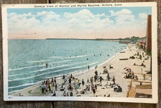 Walnut Beach Myrtle Beach Milford Connecticut Ct Vintage Postcard Ocean
