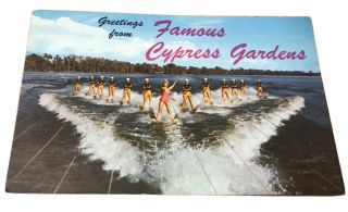 Vintage Greetings From Famous Cypress Gardens Esther Williams Skiers Florida