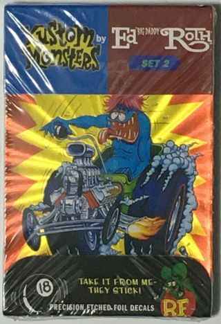 1998 Ed " Big Daddy Roth " Kustom Monsters Foil Decals Set 2 Stickers (a178)