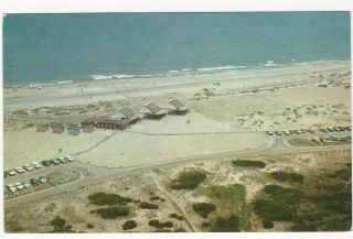 M: Nc North Carolina Outer Banks Aerial View Sunshade Deck Vintage Postcard