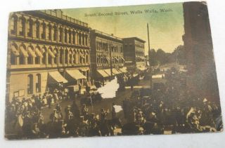 Vintage Washington Postcard,  Walla Walla,  South Second Street,  Posted,