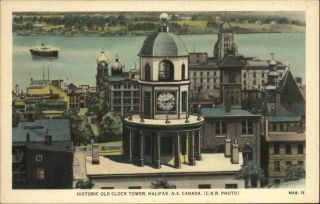 Old Town Clock Tower Halifax Nova Scotia Canada Citadel Vintage Postcard