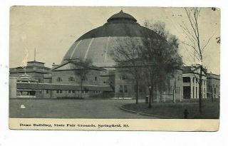 U - Vintage 1914 B&w Postcard - Springfield Illinois State Fair Dome Building