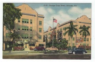 Orlando,  Florida,  Vintage Postcard View Of Orange Court Hotel