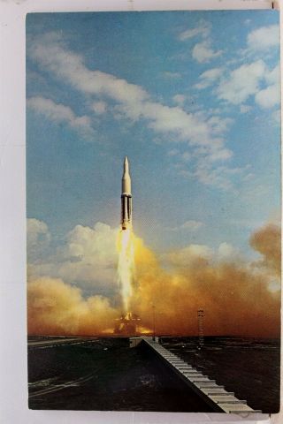 Florida Fl Kennedy Space Center Nasa Saturn Launch Vehicle Postcard Old Vintage