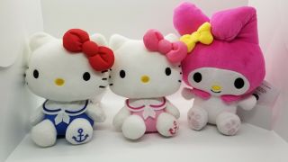 Nwt Sanrio (3) Plushie My Melody 8” Hello Kitty Pink & Blue 6 " Sailor Anchor Bow