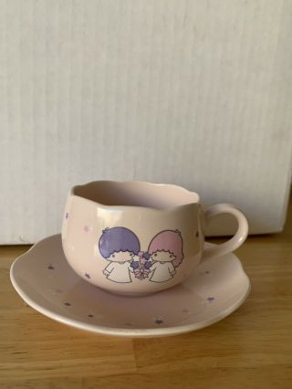 Vintage Sanrio Little Twin Stars Pink Cup And Saucer 1976 Japan Htf