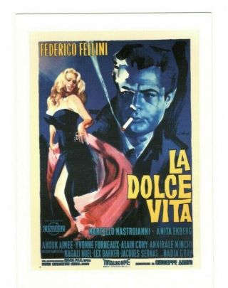 La Dolce Vita Movie Poster Federico Fellini Vintage 4x6 Postcard Af178