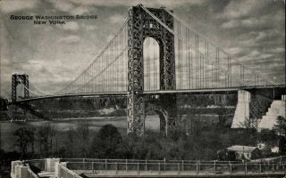 George Washington Bridge York City Ny 1930s Vintage Postcard