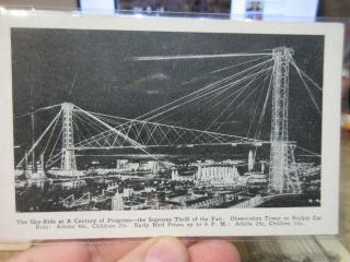 Vintage Old Postcard Illinois Chicago Century Of Progress Sky Ride World 