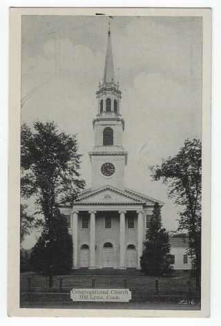 Old Lyme,  Connecticut,  Vintage Postcard View Of The Congregational Church