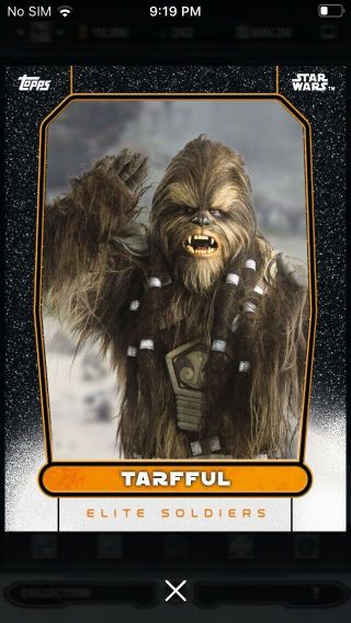 Topps Star Wars Digital Card Trader Orange Elite Soldiers Tarfful Insert Award