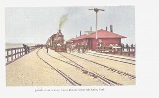 Midlake Station,  Lucin Cut - Off,  Great Salt Lake,  Utah,  Vintage Postcard,  Train