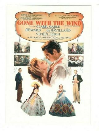 Gone With The Wind Movie Poster Clark Gable Vintage 4x6 Postcard Af178