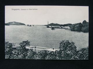 Vintage Singapore Entrance To Harbour Straits Settlements Postcard