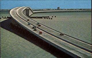 Queen Isabella Causeway From Port Isabel Lighthouse Texas Vintage Postcard