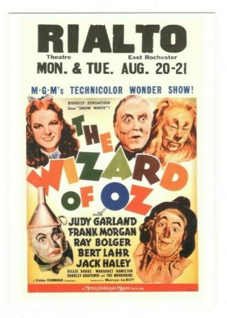 Wizard Of Oz Movie Poster Rialto Theatre Vintage 4x6 Postcard Af178
