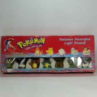 1999 Trendmasters Indoor Pokemon Decorative Christmas Light Strand Pikachu Eevee