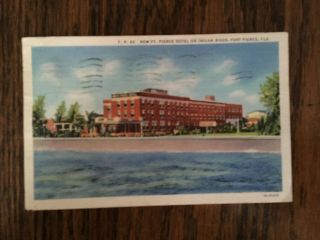 Vintage Ft.  Pierce Hotel On Indian River,  Fort Pierce Fla.  Post Card