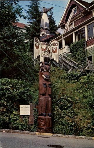 Kyan Totem Pole Saxman Park Ketchikan Alaska Vintage Postcard