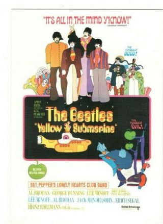 The Beatles Yellow Submarine Movie Poster Vintage 4x6 Postcard Af178