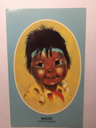 Vintage Native American Postcard " Migizi (little Eagle) " Children Of The North