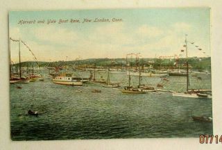 Vintage 1910s Prelinen Postcard Of Harvard And Yale Boat Race,  London,  Conn