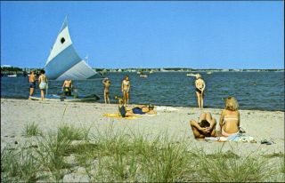 Hyannis Beach Cape Cod Massachusetts 1950 - 60s Vintage Postcard